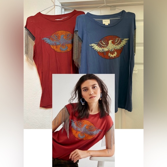 Free People Eagle Metal Fringe Tank Thunderbird